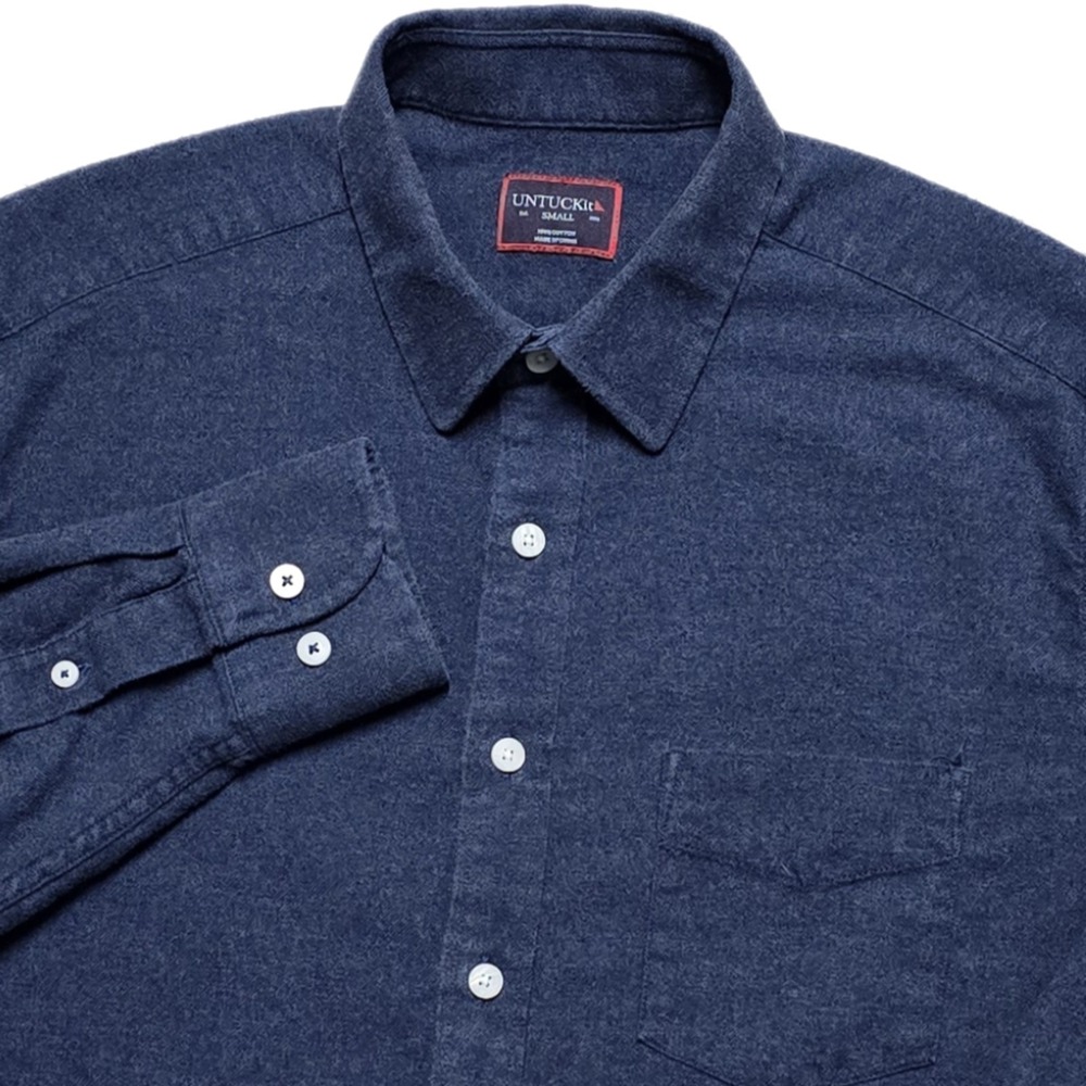 UNTUCKit Flannel‎ Button Up Shirt Mens Small Cotton Blue
